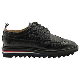 Thom Browne Classic Longwing Threaded Sole Brogues in Black Pebble Grain Leather Black