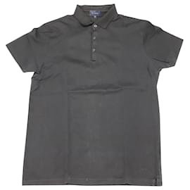 Lanvin-Lanvin Poloshirt mit Grosgrain-Kragen aus anthrazitgrauer Baumwolle-Grau