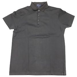 Polo Lanvin con cuello de grogrén en algodón gris carbón Gris