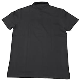 Lanvin-Lanvin Grosgrain Collar Polo Shirt in Charcoal Gray Cotton-Grey