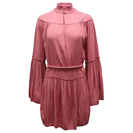 A.L.C-BEIM.l.C. Plissee-Minikleid mit langen Ärmeln aus rosafarbenem Polyester-Pink