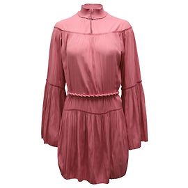 a.l.C. Pleated Long-sleeved Mini Dress in Pink Polyester Pink