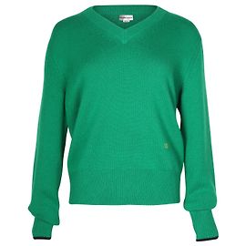 Victoria Beckham Langarm-Pullover mit V-Ausschnitt aus grüner Kaschmirwolle Grün