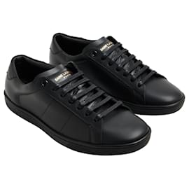 Saint Laurent-SAINT LAURENT SL01 Low-Top Sneakers in Black Leather-Black