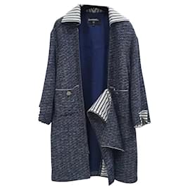 Chanel-chanel tweed abrigo con cremallera sz.40-Multicolor