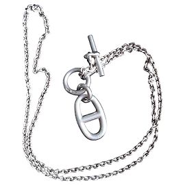 Hermès Collier en argent FARANDOLE avec Maille Ancre marine en pendentif Argenté Bijouterie argentée