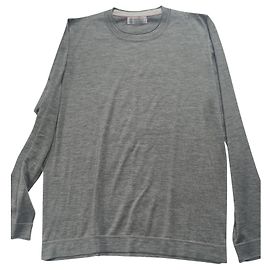 Suéter Brunello Cucinelli Gris de Cachemira y Seda Gris