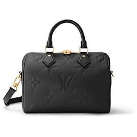 Louis Vuitton-LV speedy 25 black leather new-Black
