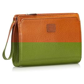Burberry-Burberry Leather Clutch Bag-Brown