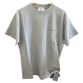 Balenciaga-T-shirt Balenciaga grigia con stampa logo-Grigio