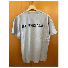 Balenciaga-Balenciaga T-Shirt mit Logo-Print in Grau-Grau
