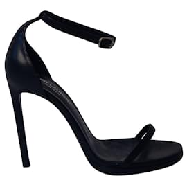 Saint Laurent-Saint Laurent Jane Ankle Strap Sandalen aus schwarzem Leder-Schwarz