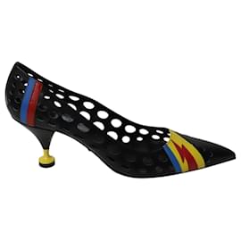 Prada-Prada Resort 2016 Perforated Pointed Heels in Multicolor Leather-Other,Python print