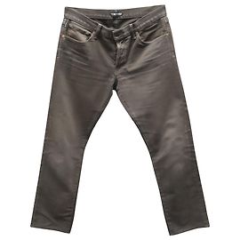 Calça reta Tom Ford em jeans de algodão caqui Verde Caqui