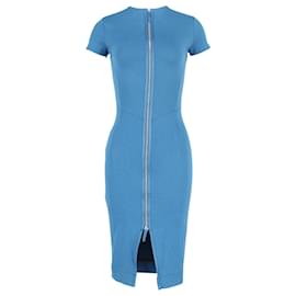 Iris & Ink-Iris & ink Bodycon Front-Zip Dress in Blue Bamboo Viscose-Blue