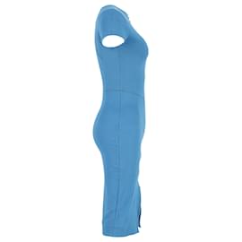 Iris & Ink-Iris & ink Bodycon Front-Zip Dress in Blue Bamboo Viscose-Blue