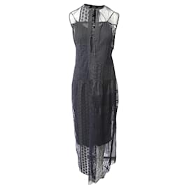 Joseph-Joseph Patchwork Lace Long Dress in Black Nylon-Black