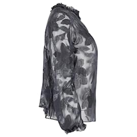 Isabel Marant-Isabel Marant Blusa bordada transparente en seda negra-Negro