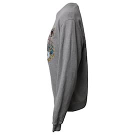Kenzo-Kenzo-Obermaterial besticktes Sweatshirt aus grauer Baumwolle-Grau