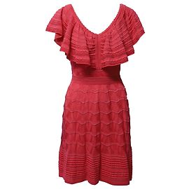 M Missoni Vestido de malha com babados em algodão rosa Rosa