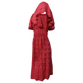 Missoni-M Missoni Vestido de malha com babados em algodão rosa-Rosa