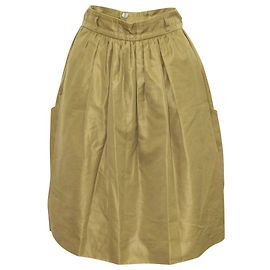 Calça larga sobreposta Yves Saint Laurent em algodão verde Verde