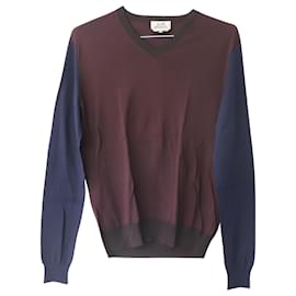Hermès-Hermès V-Neck Colorblock Sweater in Multicolor Silk-Multiple colors
