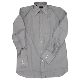 Tom Ford-Tom Ford Gestreiftes Button-Down-Hemd aus schwarzer bedruckter Baumwolle-Andere