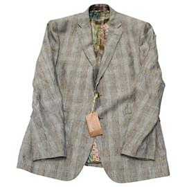 Etro-Etro Plaid Single-Breasted Blazer in Multicolor Linen-Other,Python print