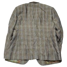 Etro-Etro Plaid Single-Breasted Blazer in Multicolor Linen-Other,Python print