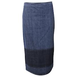 Marni-Marni Denim Pencil Skirt with Dark Hem in Blue Cotton-Blue