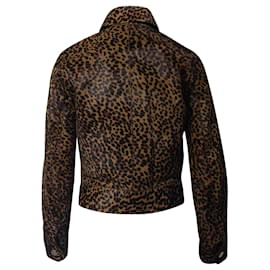 Isabel Marant-Isabel Marant Eston Leopard Print Biker Jacket in Brown Lambskin Leather-Brown