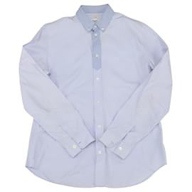 Maison Martin Margiela-Camisa de botão com gola contrastante Maison Martin Margiela em algodão azul claro-Azul,Azul claro