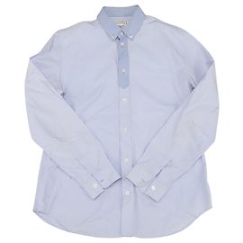 Maison Martin Margiela Buttondown-Hemd mit Kontrastkragen aus hellblauer Baumwolle Blau Hellblau