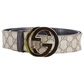 Gucci-Gucci Interlocking Logo Monogram Belt in Brown Coated Canvas-Brown