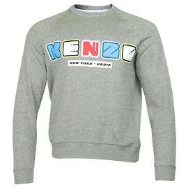Jersey de algodón gris con cuello redondo New York de Kenzo Gris