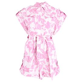 Zimmermann Bells Belted Belted Playsuit en Lin Rose Autre