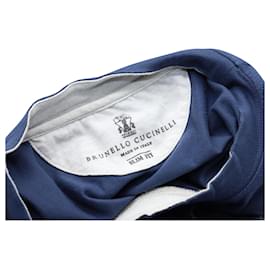 Brunello Cucinelli-Brunello Cucinelli Slim-Fit Round Neck T-shirt in Blue Cotton-Blue