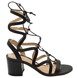 Gianvito Rossi Artemis Stringata 60Sandali mm in Pelle Nera Nero