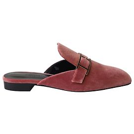 Hermès Beauty Mules in velluto rosa Marrone Rosa