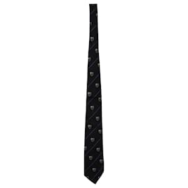 Ralph Lauren-Ralph Lauren Purple Label Badge Print Necktie in Black Silk-Black