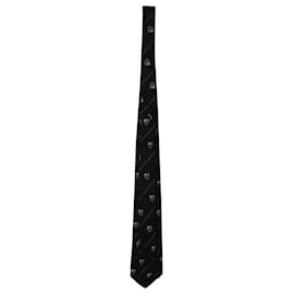 Ralph Lauren-Ralph Lauren Purple Label Badge Print Necktie in Black Silk-Black