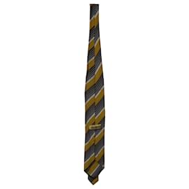 Ermenegildo Zegna-Ermenegildo Zegna Striped Necktie in Grey/Yellow Silk-Yellow