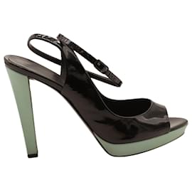 Balenciaga-Balenciaga Double Ankle Strap Platform Heels in Black Patent Leather-Black