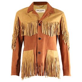 Saint Laurent Curtis Fransenjacke aus braunem Lammleder Braun