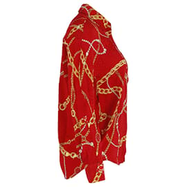 Balenciaga-Camisa com estampa de corrente Balenciaga em seda vermelha-Vermelho