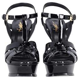 Saint Laurent-Saint Laurent Tribute 135 Platform Sandals in Black Patent Leather -Black