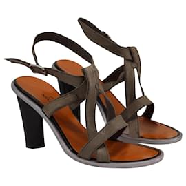 Lanvin-Lanvin Strappy High-heel Sandals in Brown Leather-Brown