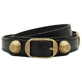 Bracciale Balenciaga Arena Wrap in pelle nera Nero