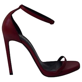 Saint Laurent-Saint Laurent Jane Ankle Strap Sandals in Red Leather-Red